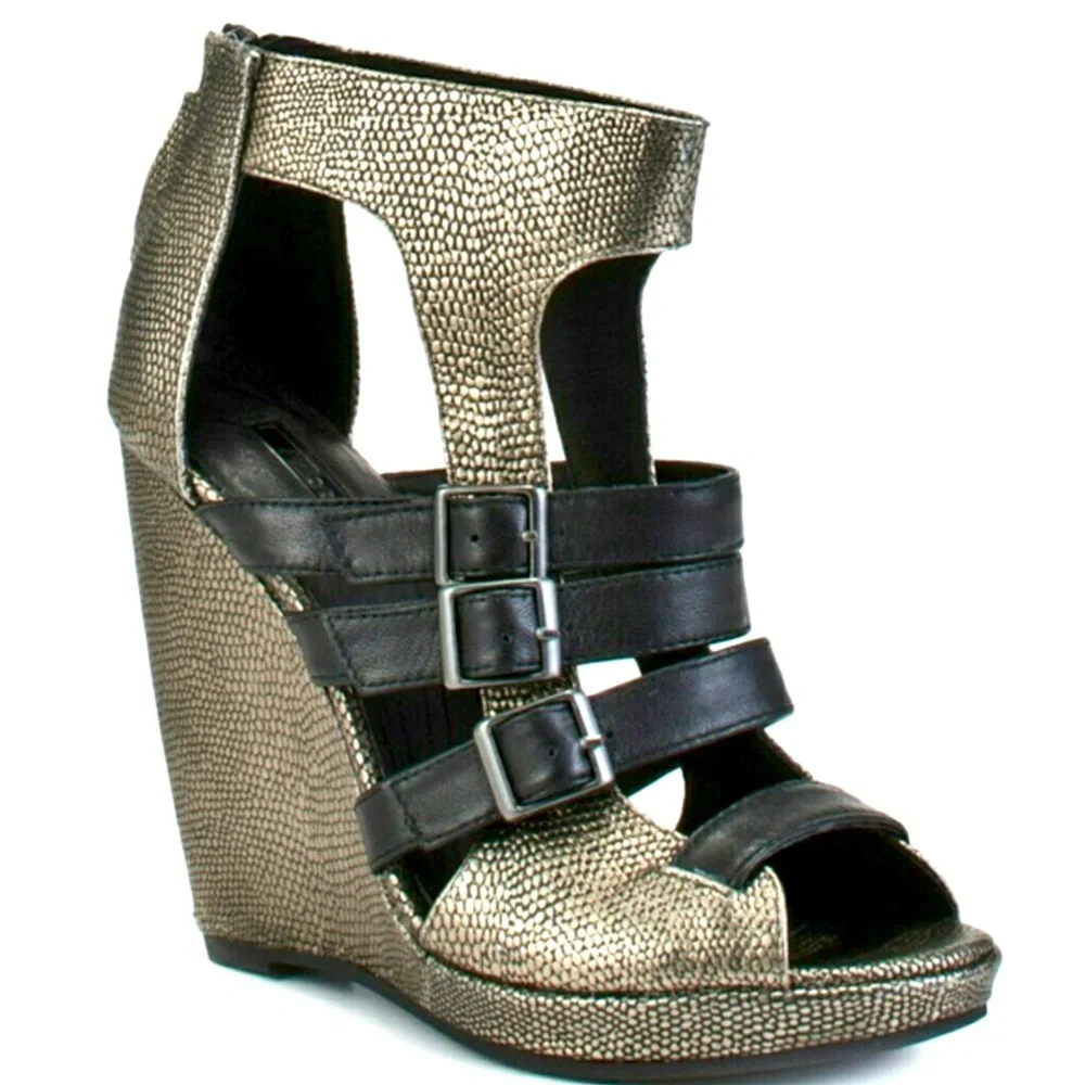 Matiko Sachs Genuine Leather Snakeskin Gladiator Sandals